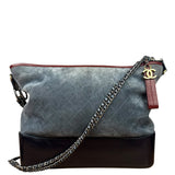 Chanel Bicolor Quilted Suede Leather Trim Medium Gabrielle Hobo Bag 2017