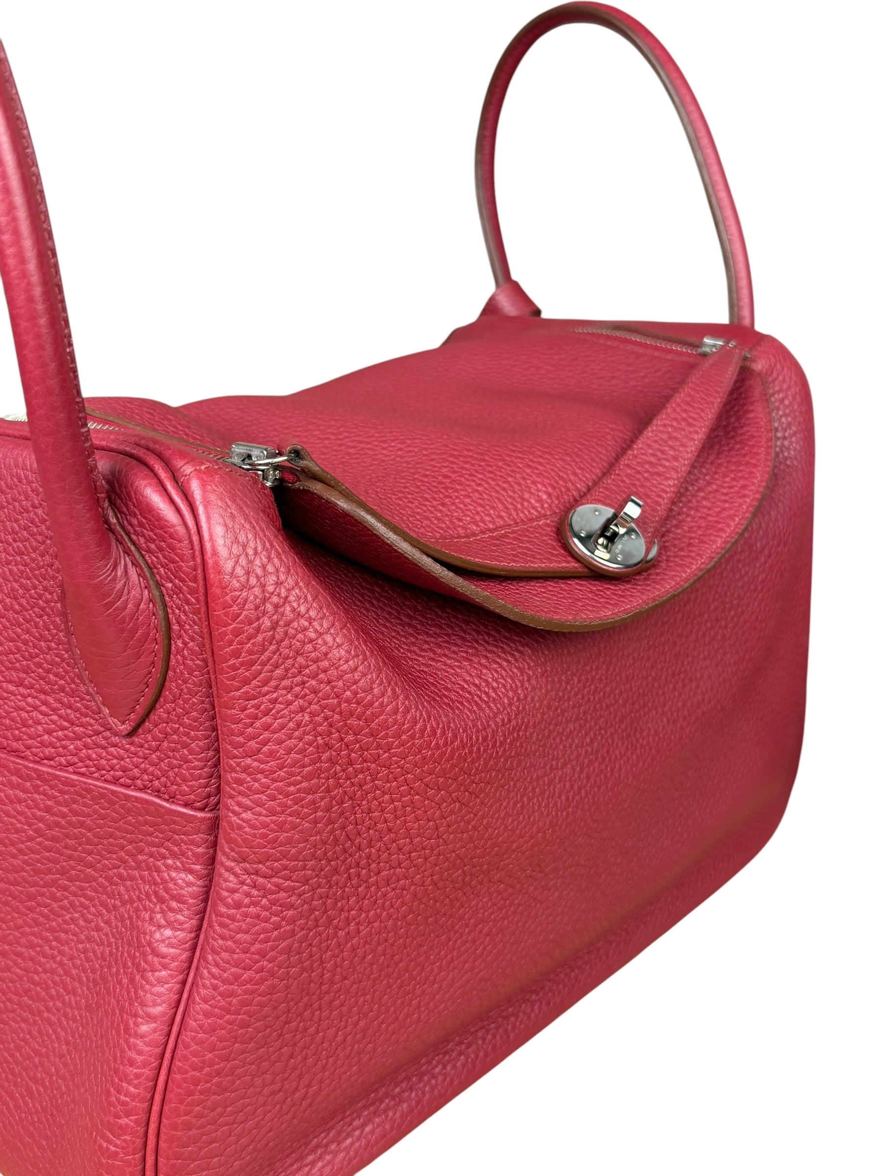 Hermes Lindy 34 Red/Fuchsia Clemence Leather Handbag 2014