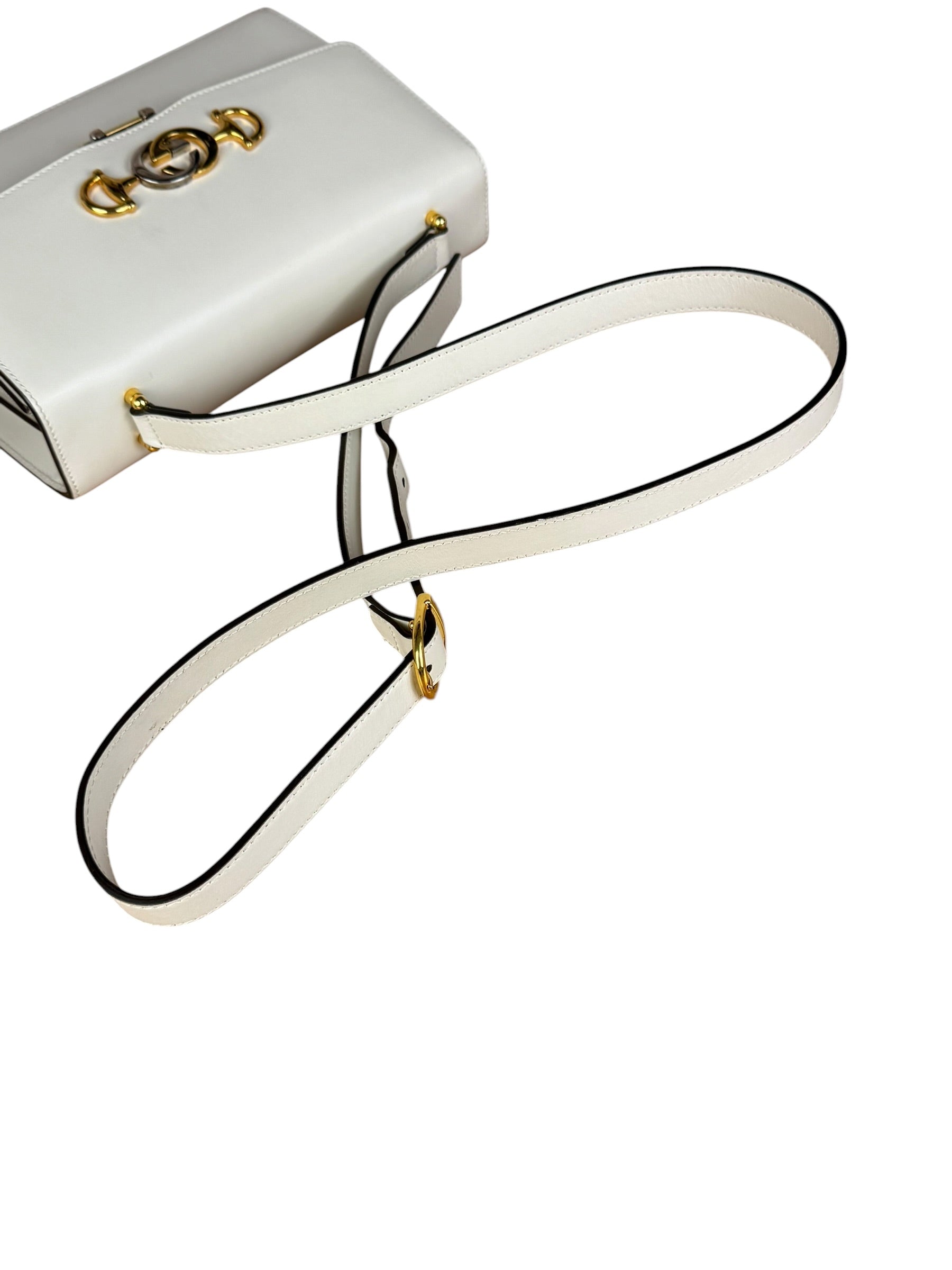 Gucci Ivory Leather Zumi Two-Tone GG Crossbody Bag