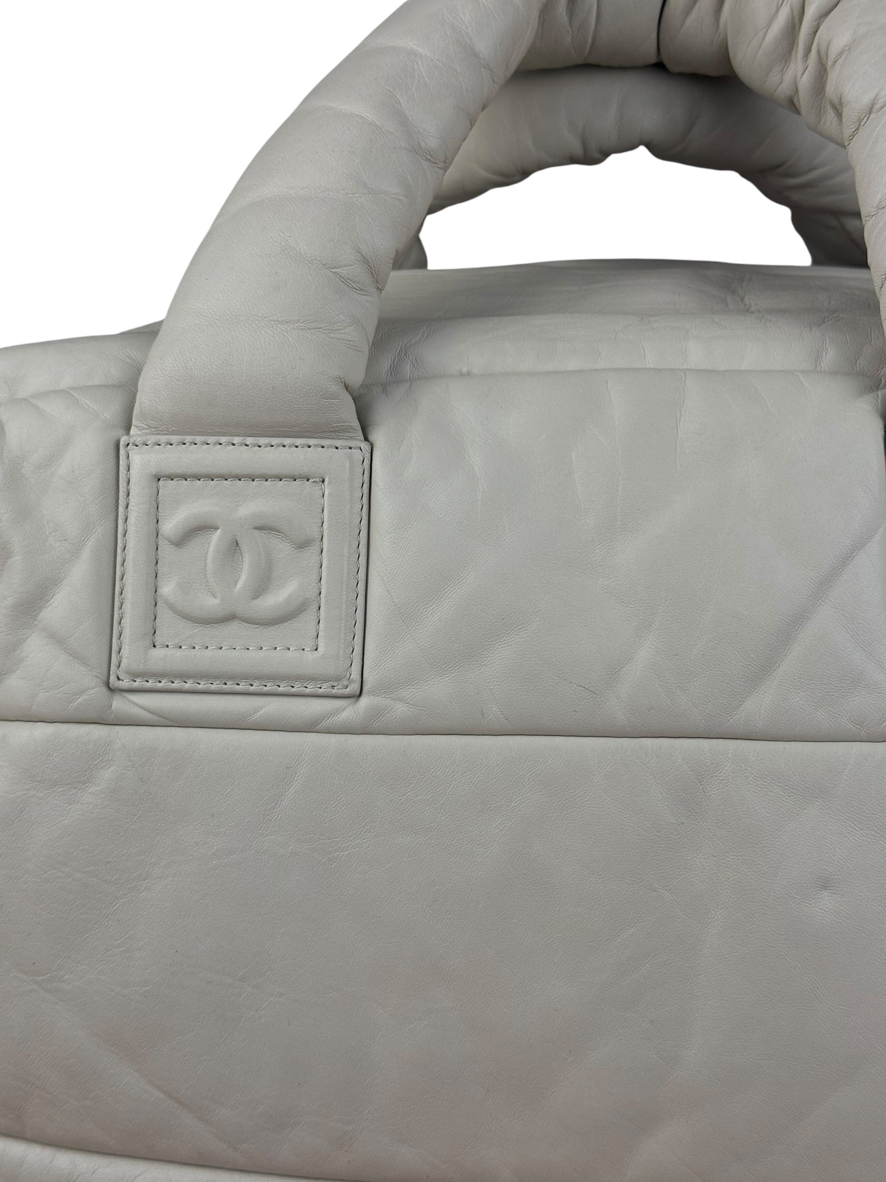 Chanel Coco Cocoon Ivory Puff Leather Boston Handbag 2009