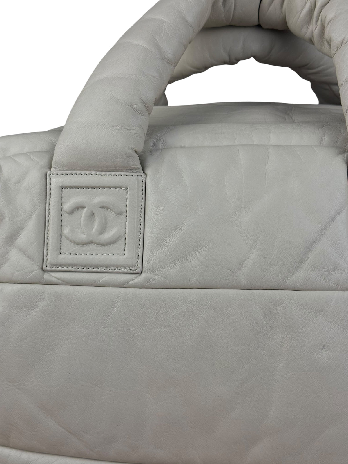 Chanel Coco Cocoon Ivory Puff Leather Boston Handbag 2009