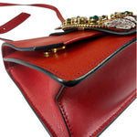 Miu Miu Red Leather Lady Jeweled Flap Bag