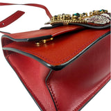 Miu Miu Red Leather Lady Jeweled Flap Bag