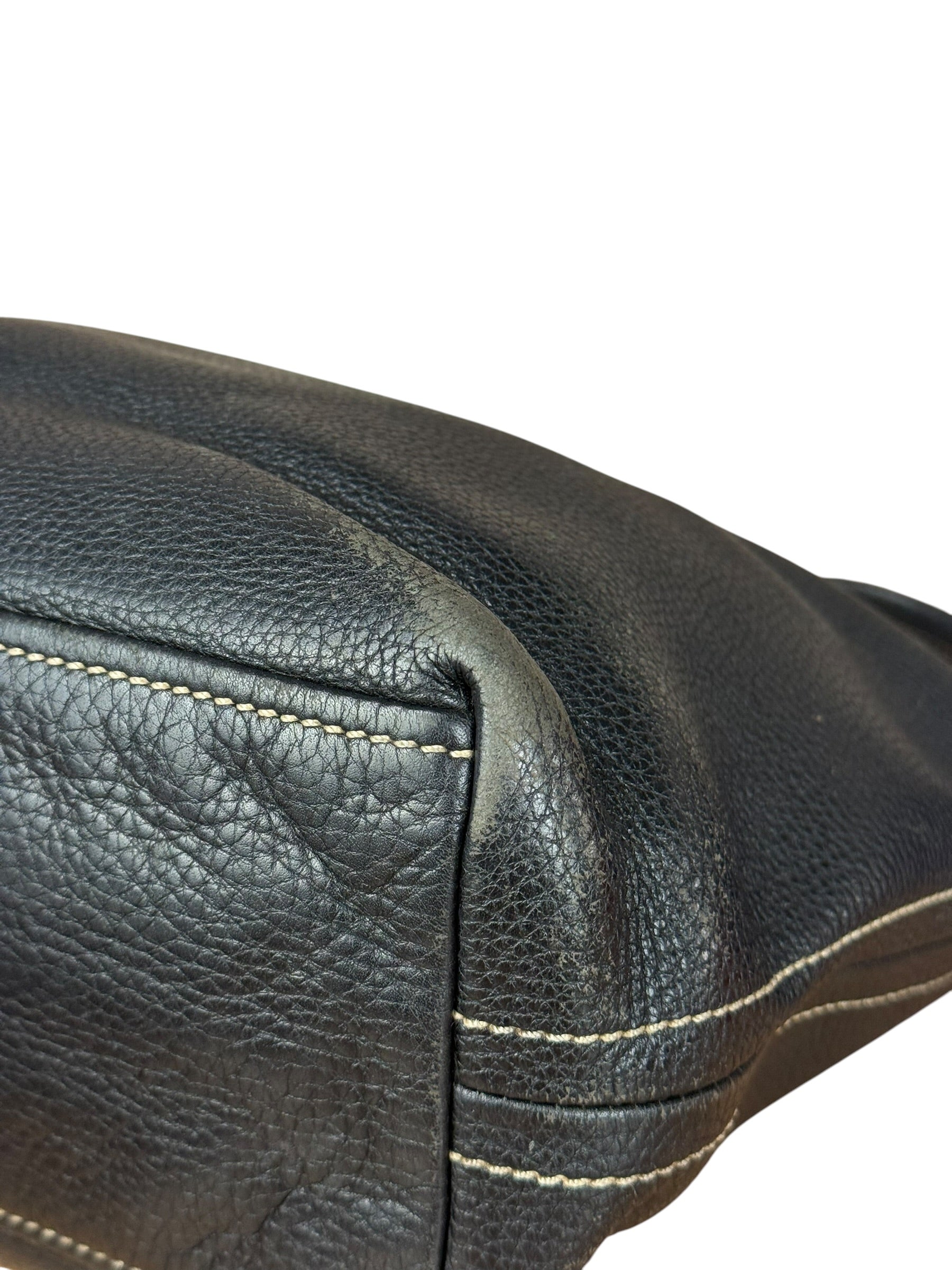 Prada Vintage Black Pebbled Leather Hobo Bag