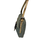 Fendi Denim/Snakeskin Trim Mini Baguette