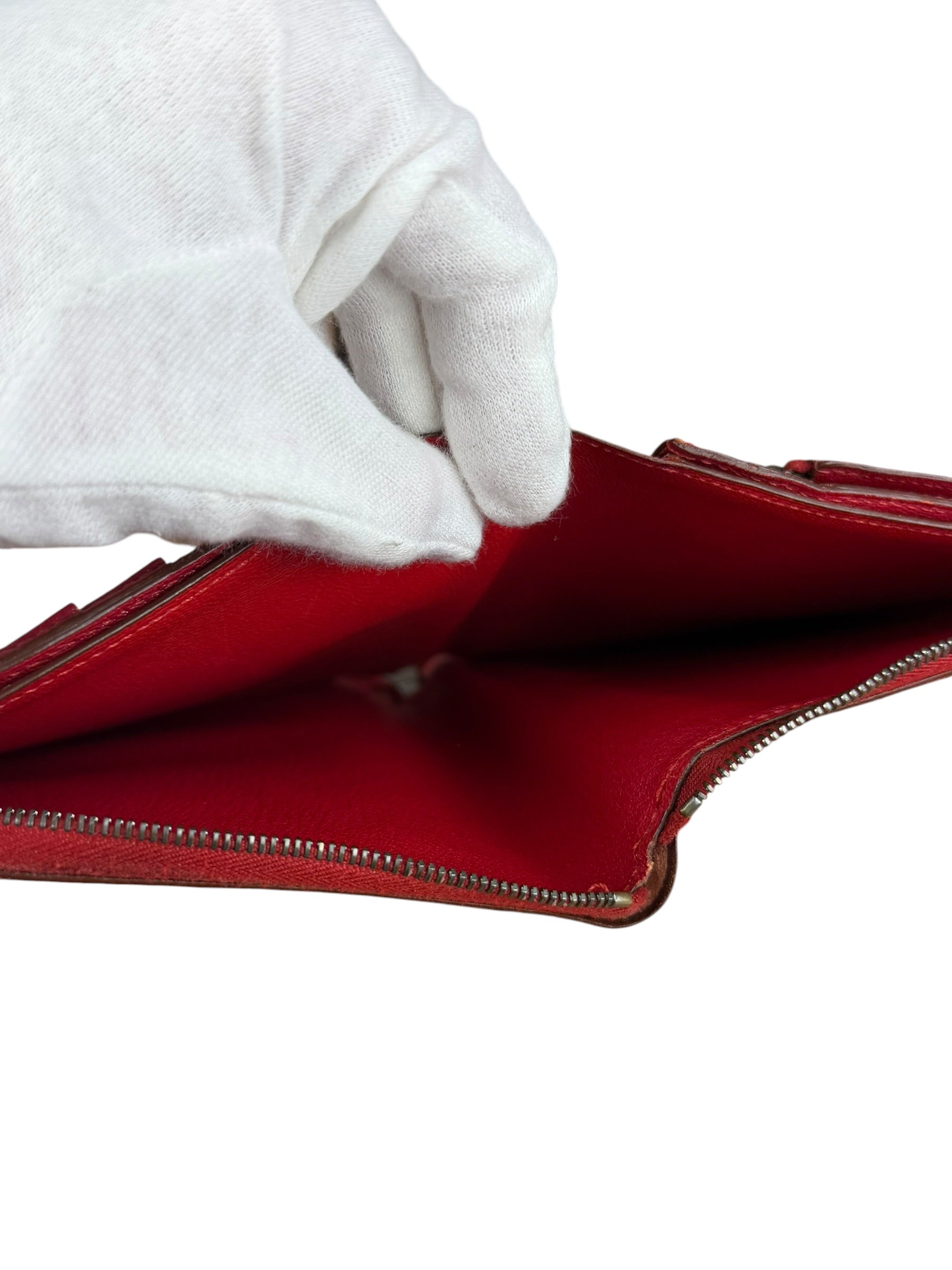 Hermes Rouge Epsom Leather Vintage Organizer Wallet