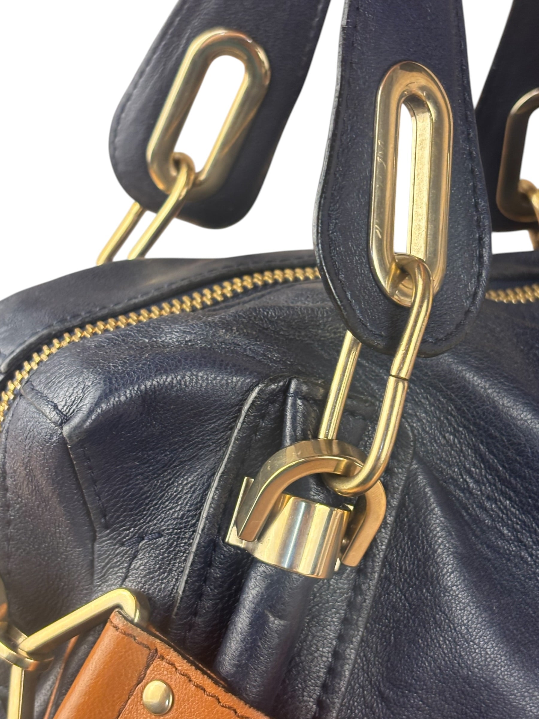 Chloe Night Blue Leather Medium Paraty Military Hand/Shoulder Bag