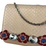 Fendi Pink Python Flower Studded Mini Chain Shoulder Bag