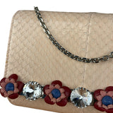 Fendi Pink Python Flower Studded Mini Chain Shoulder Bag