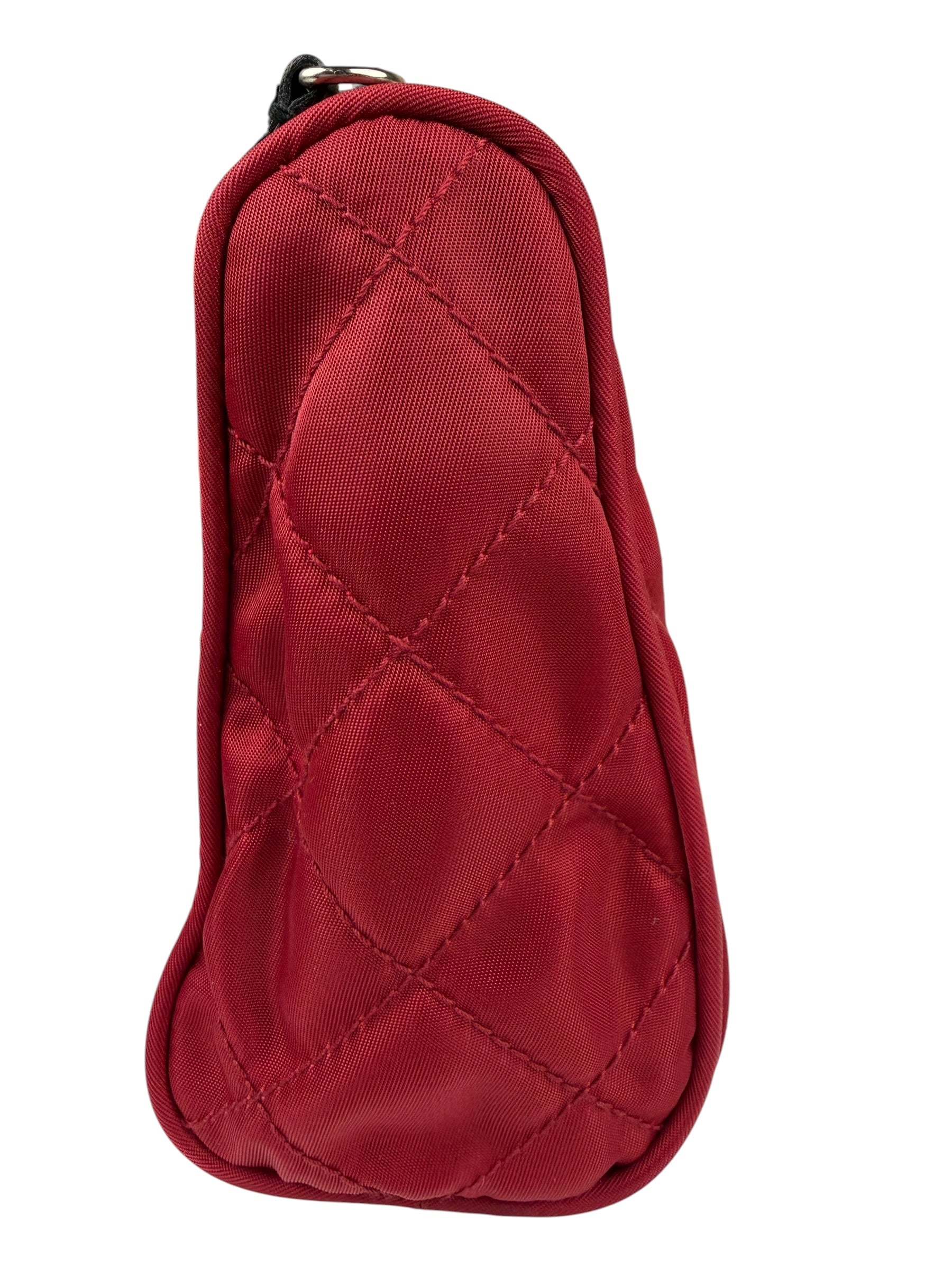 Prada Vintage Red Quilted Nylon Pouch MV599