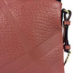 Burberry Pale Orchid Pink Leather Check-Embossed Peyton Crossbody