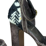 Miu Miu Vintage Woven Tweed Platform Sandals
