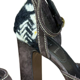 Miu Miu Vintage Woven Tweed Platform Sandals