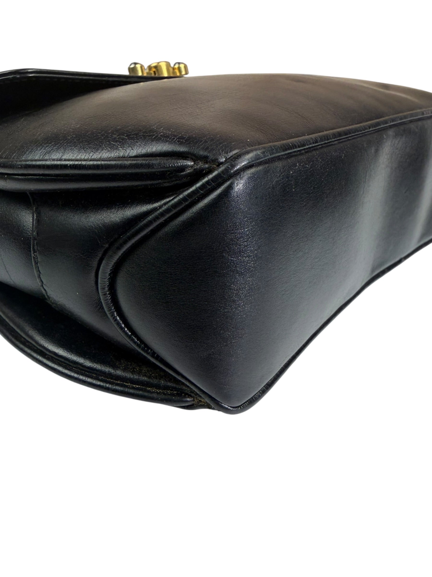 Gucci Black Leather Flap Crossbody Bag