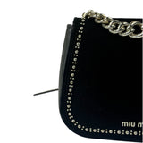 Miu Miu Dahlia Studded Black Velour Two-way Bag
