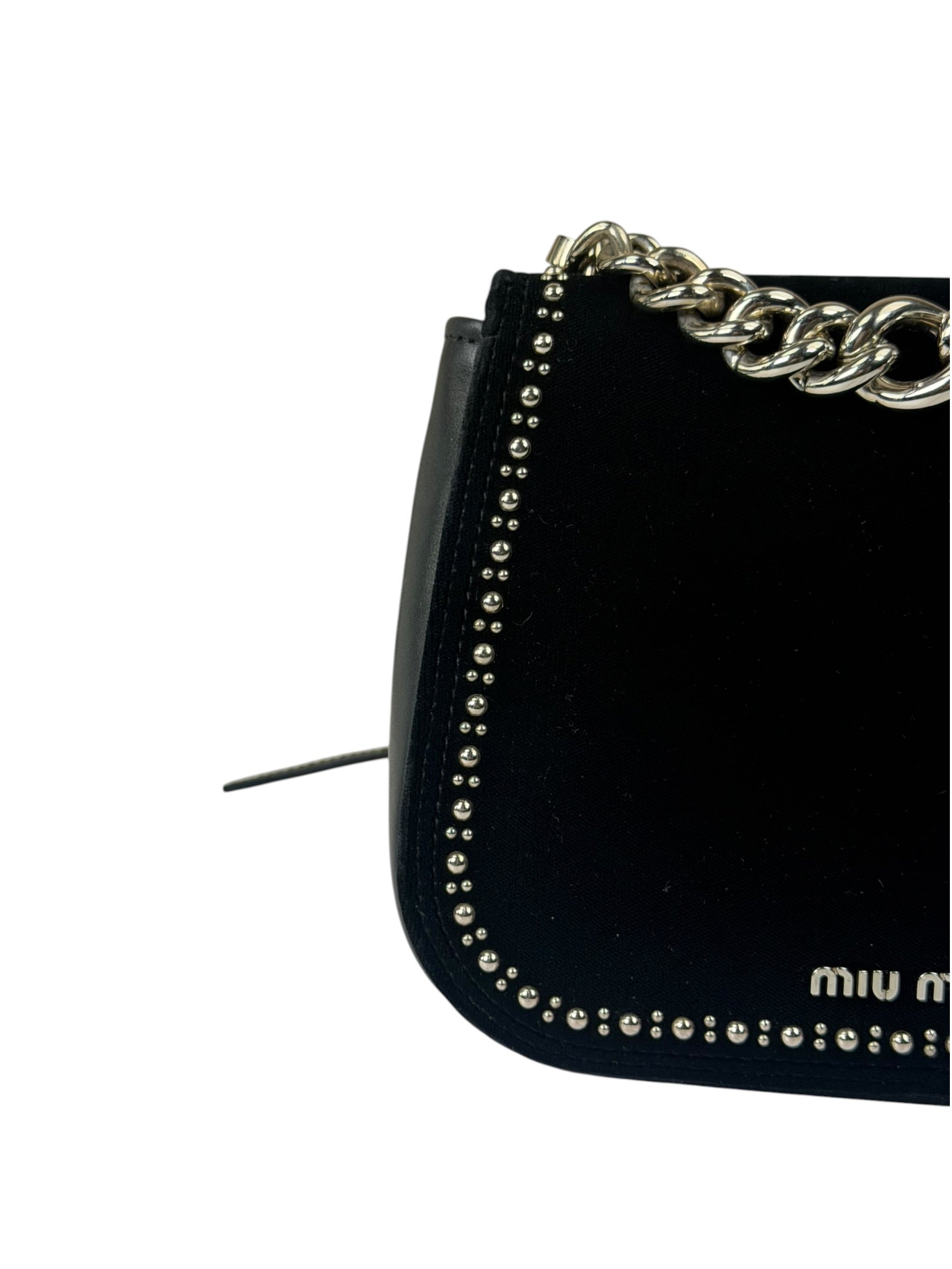 Miu Miu Dahlia Studded Black Velour Two-way Bag