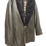 Vintage Grey Fur Lined Leather Blazer Coat