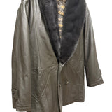Vintage Grey Fur Lined Leather Blazer Coat