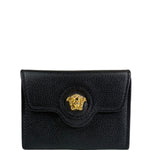 Versace Black Calfskin La Medusa Flap Card Holder