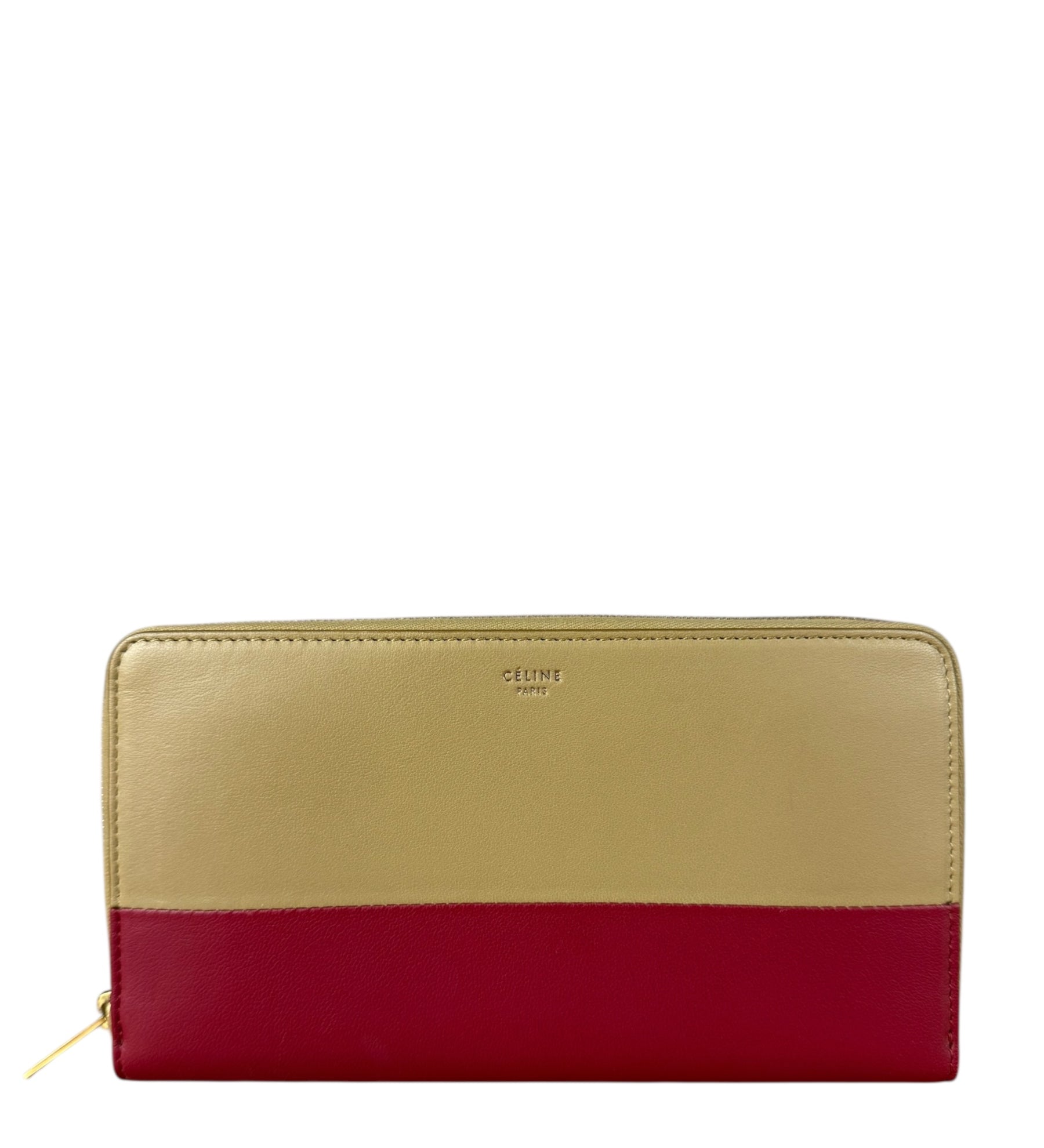 Celine Stripe Leather Zip Wallet