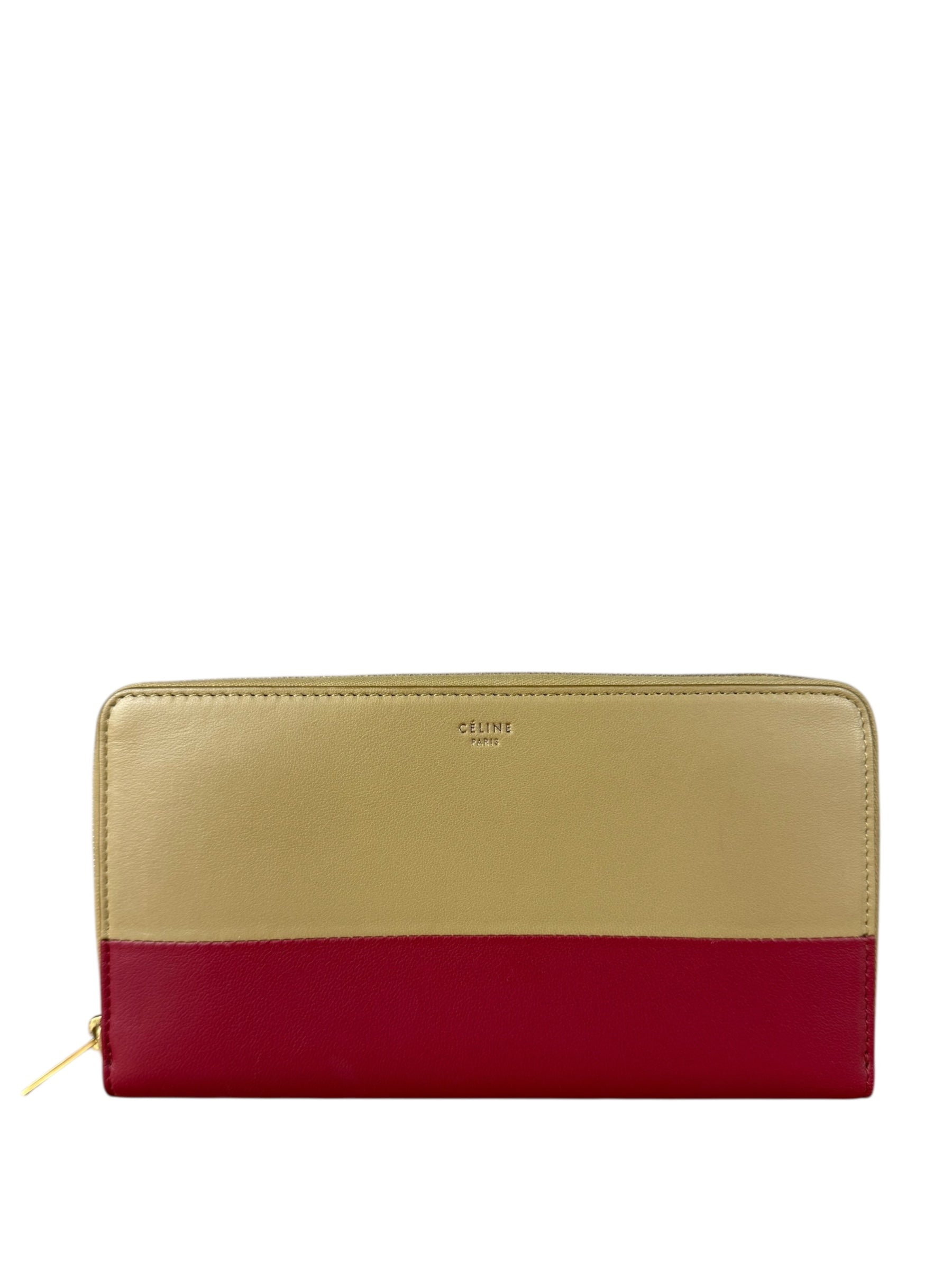 Celine Stripe Leather Zip Wallet