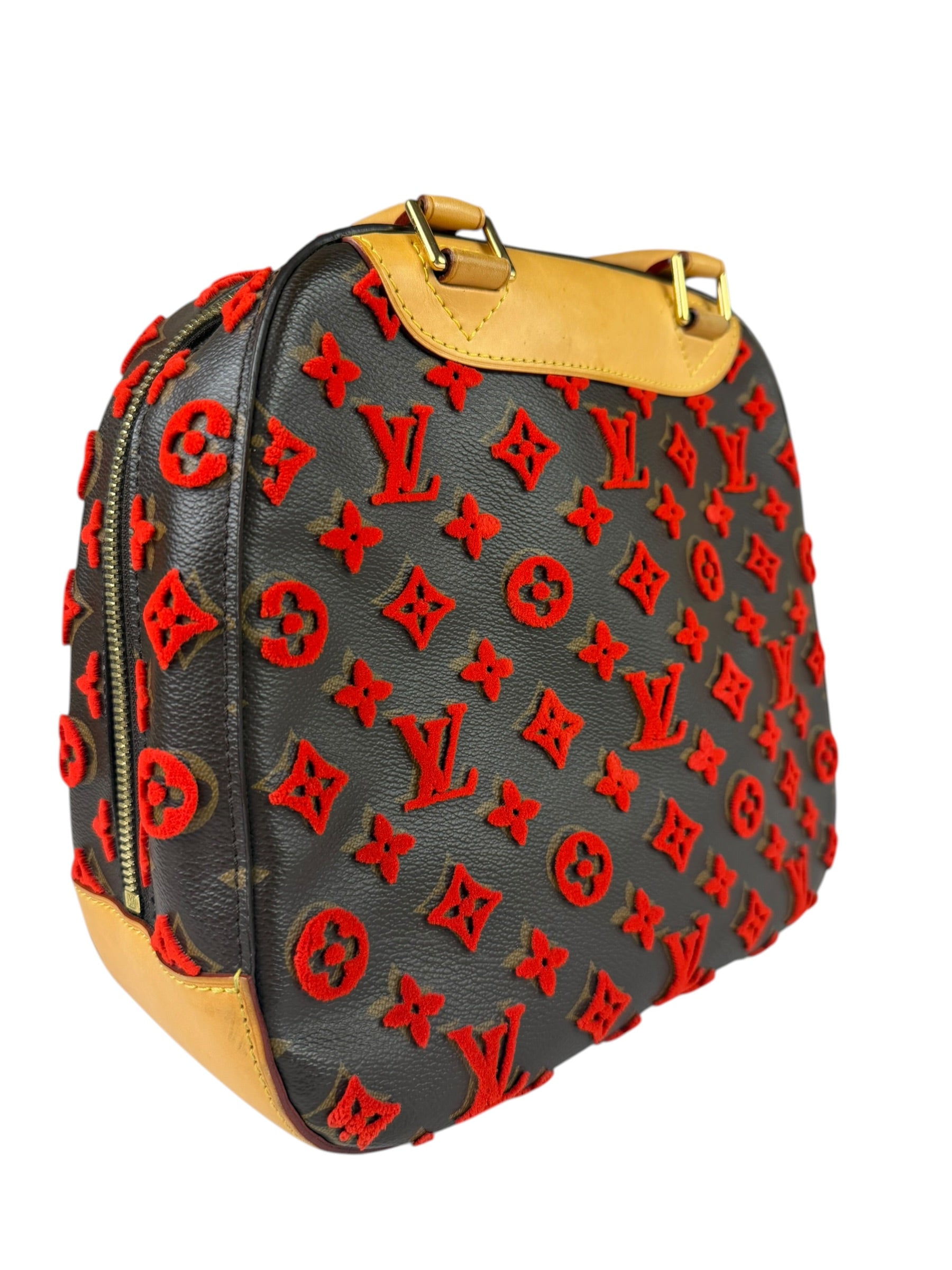 Louis Vuitton Limited Edition Deauville Cube Rosso Handbag Red