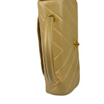 Chanel Vintage Beige Lambskin Chevron Coco Handle Flap Two-Way Bag 1991