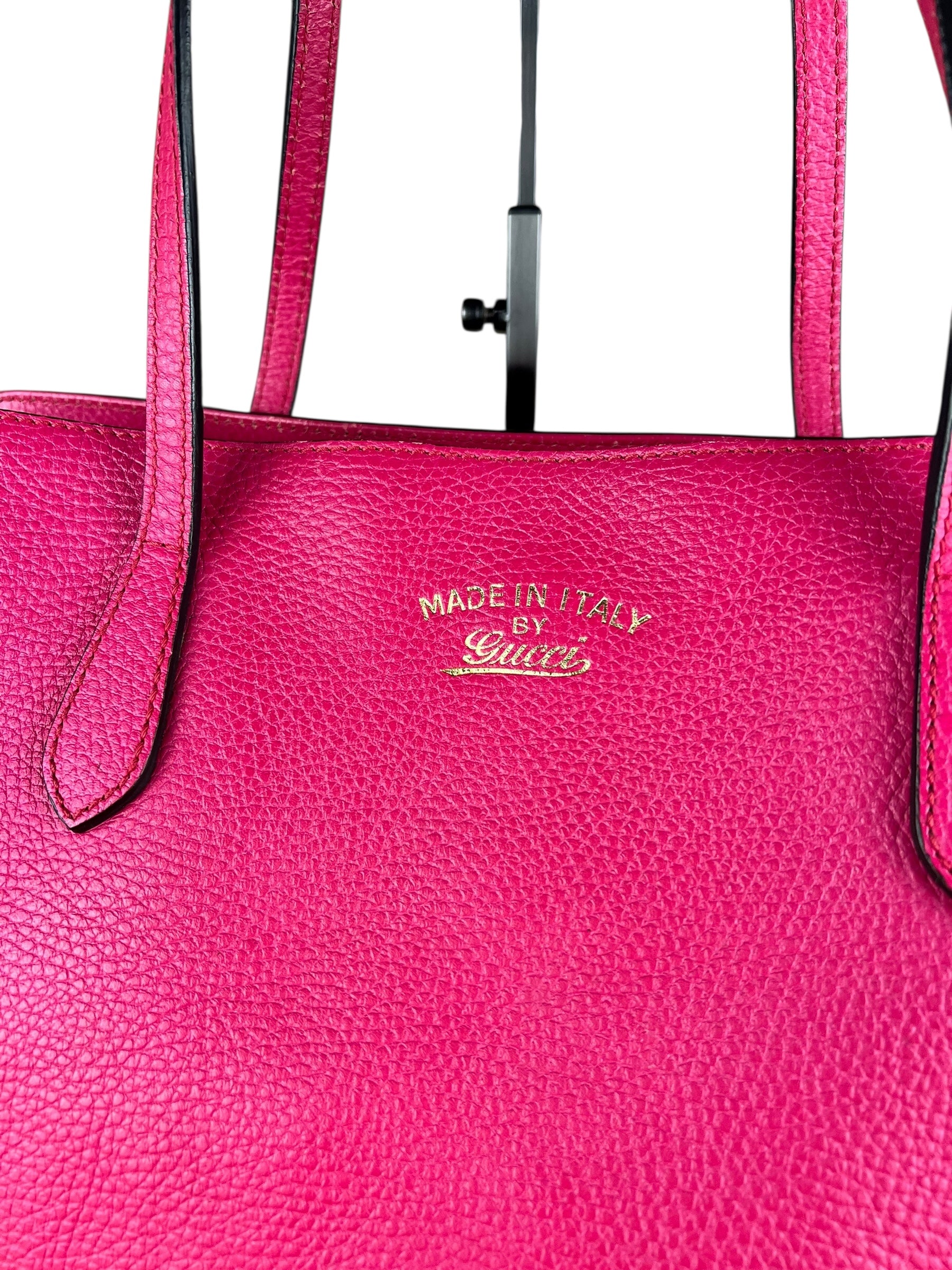 Gucci Hot Pink Pebbled Leather Swing Tote