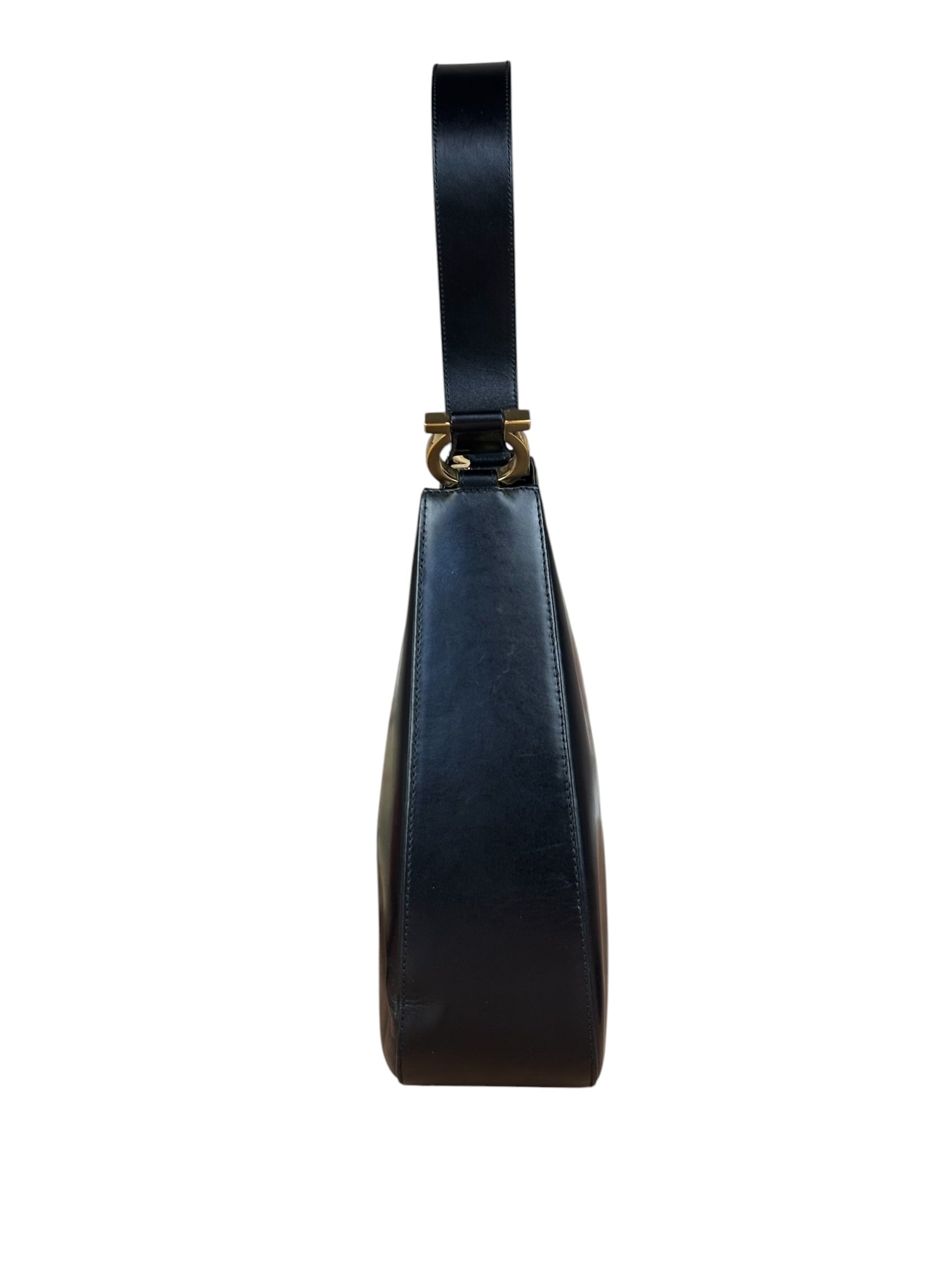 Salvatore Ferragamo Black Leather Hobo Bag