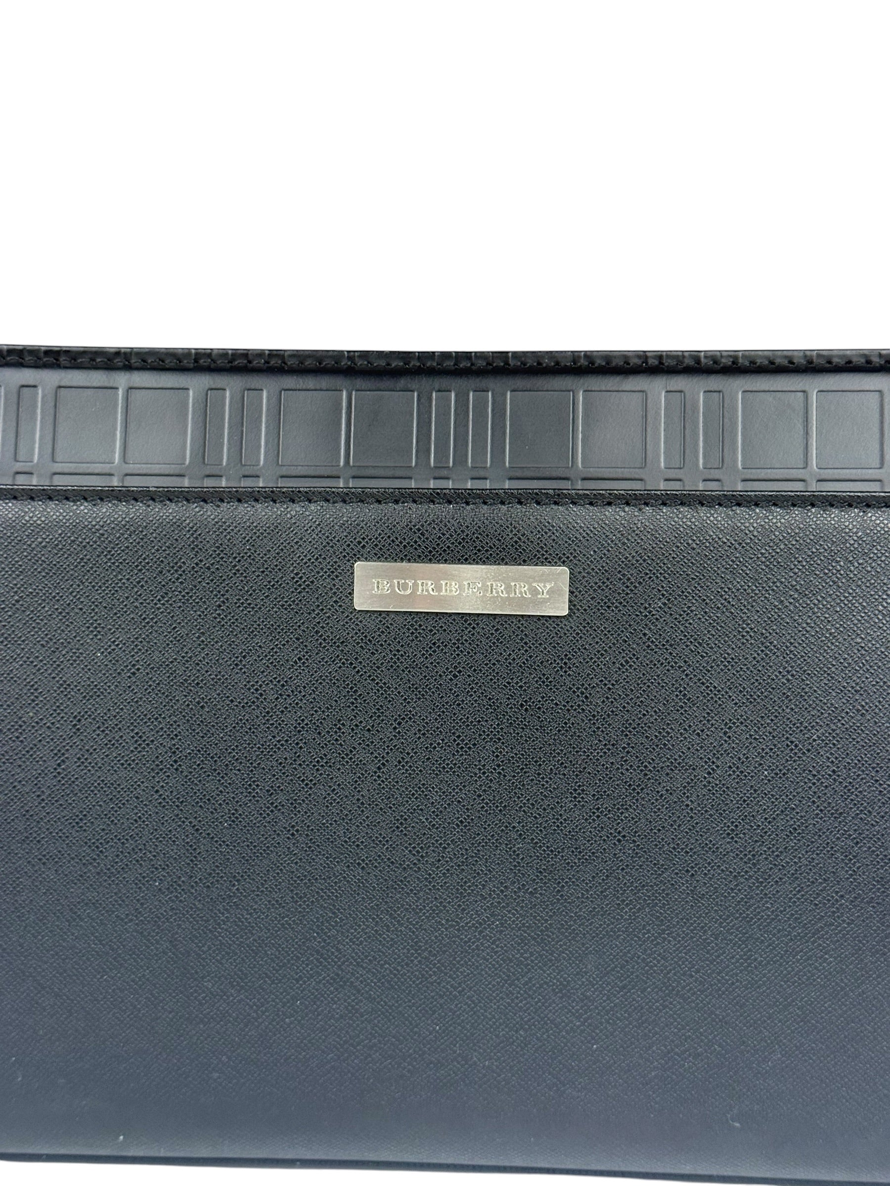 Burberry Black Leather Zip Clutch Pouch
