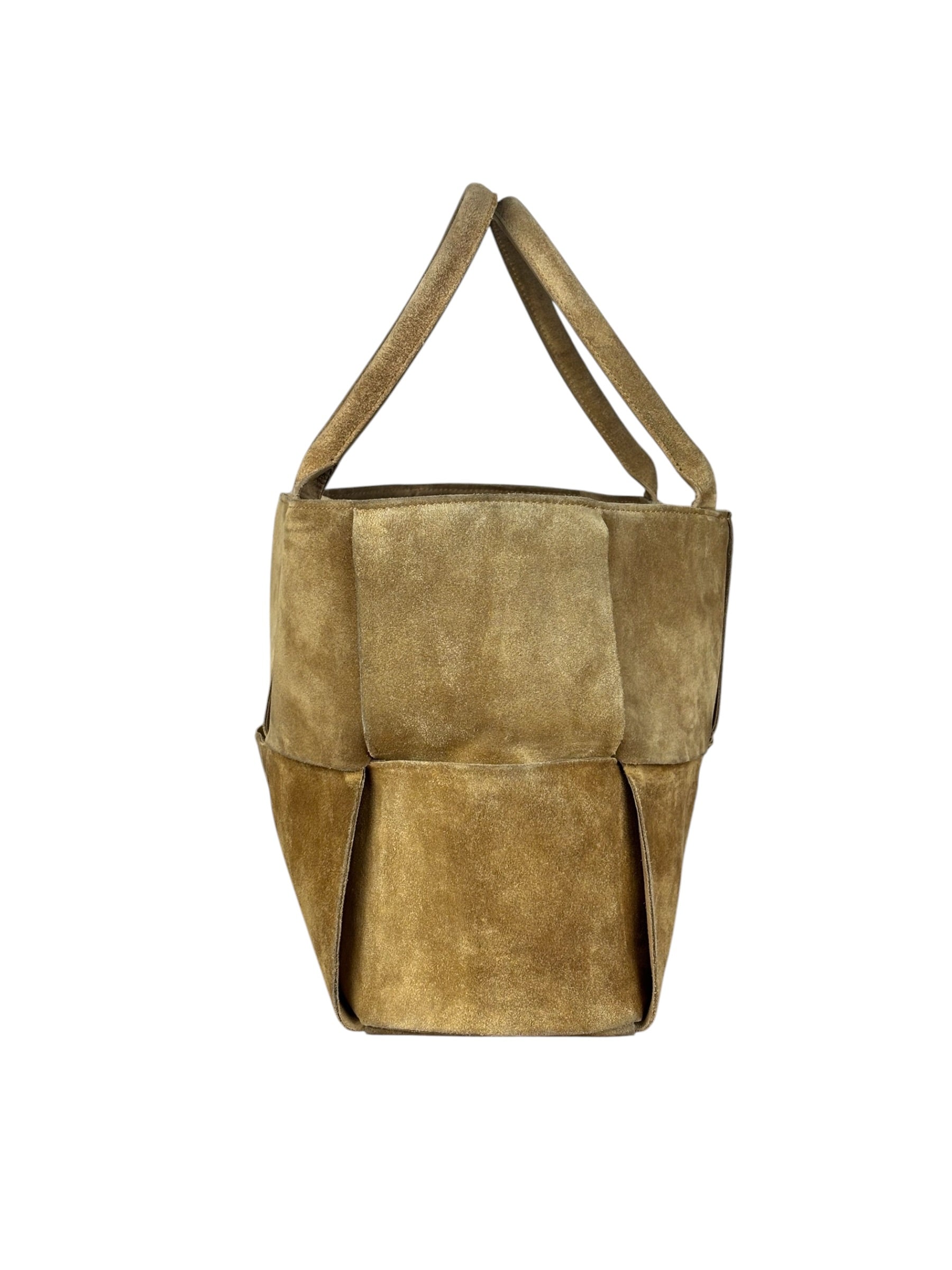 Bottega Veneta Brown Suede Maxi Intrecciato Arco Tote