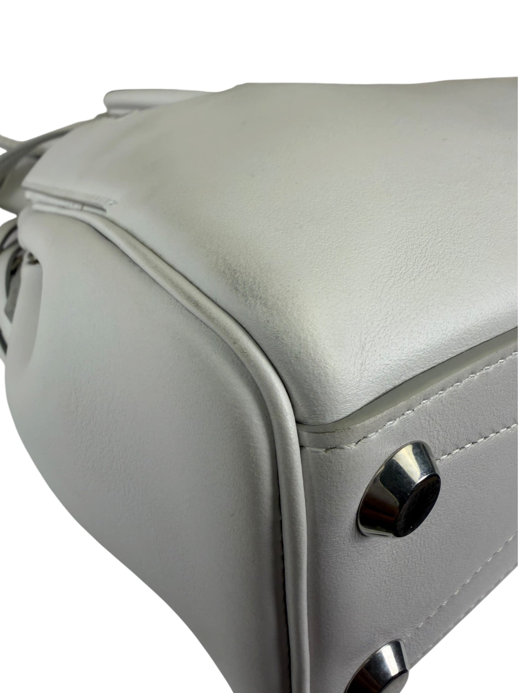 Balenciaga White Leather Bel Air Carry All Handbag