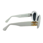 Chanel White Oval Sunglasses