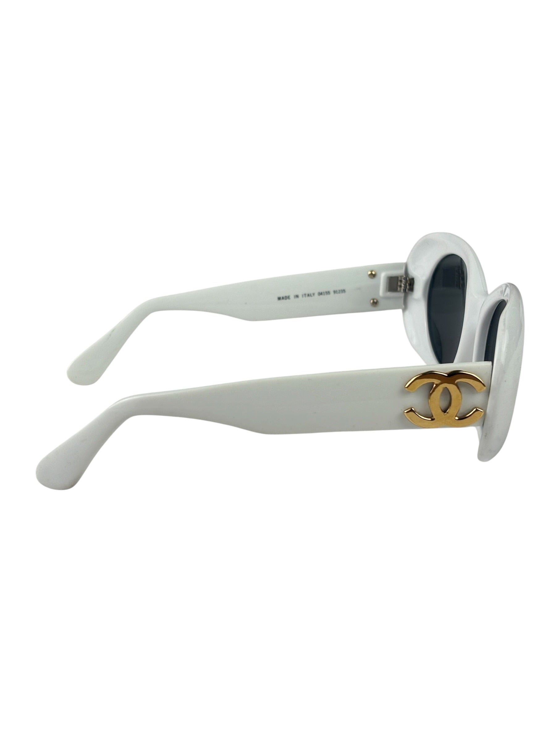 Chanel White Oval Sunglasses