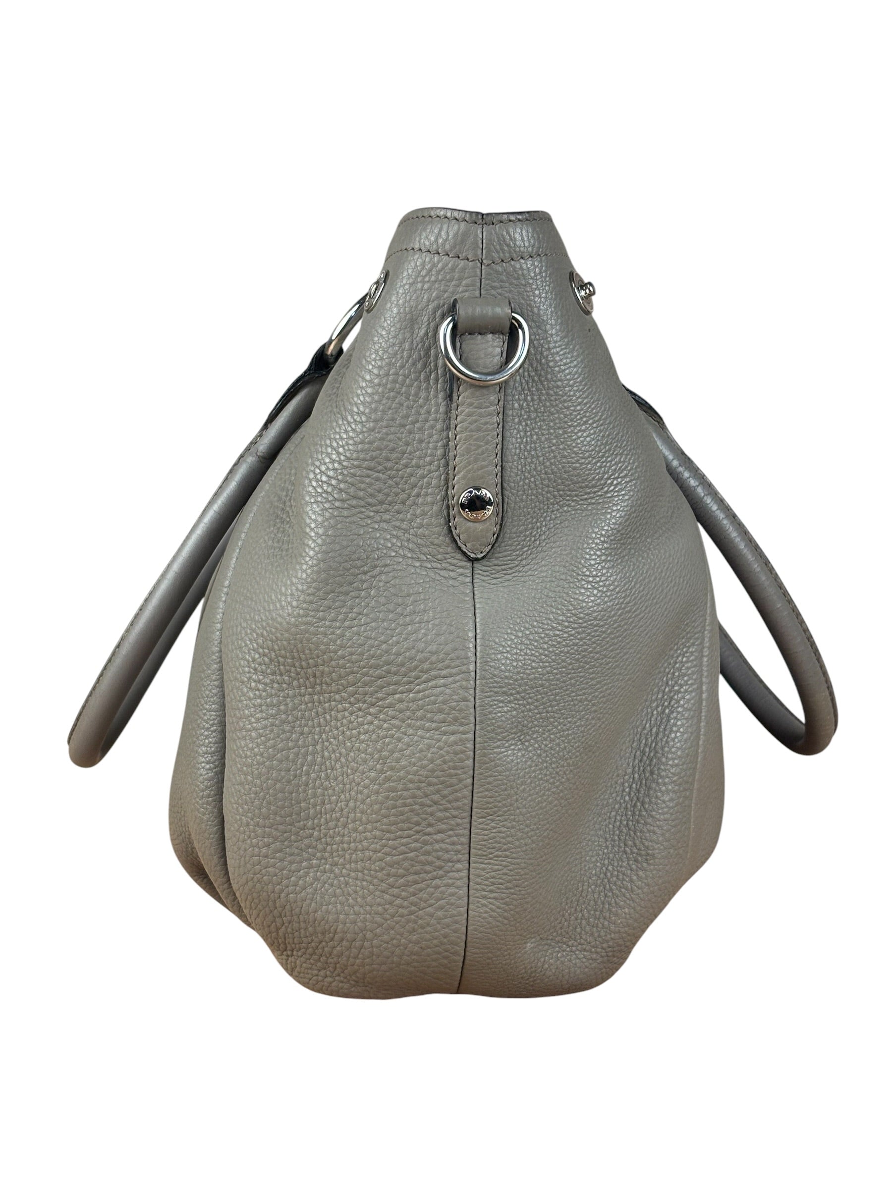 Prada Grey Vitello Daino Leather 2Way Handbag