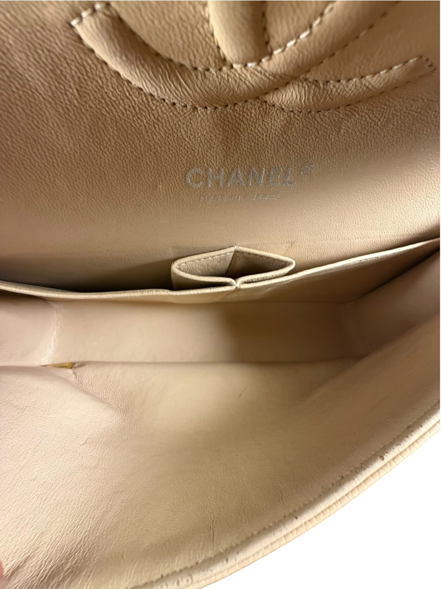 Chanel Beige Quilted Caviar Double Flap 2009