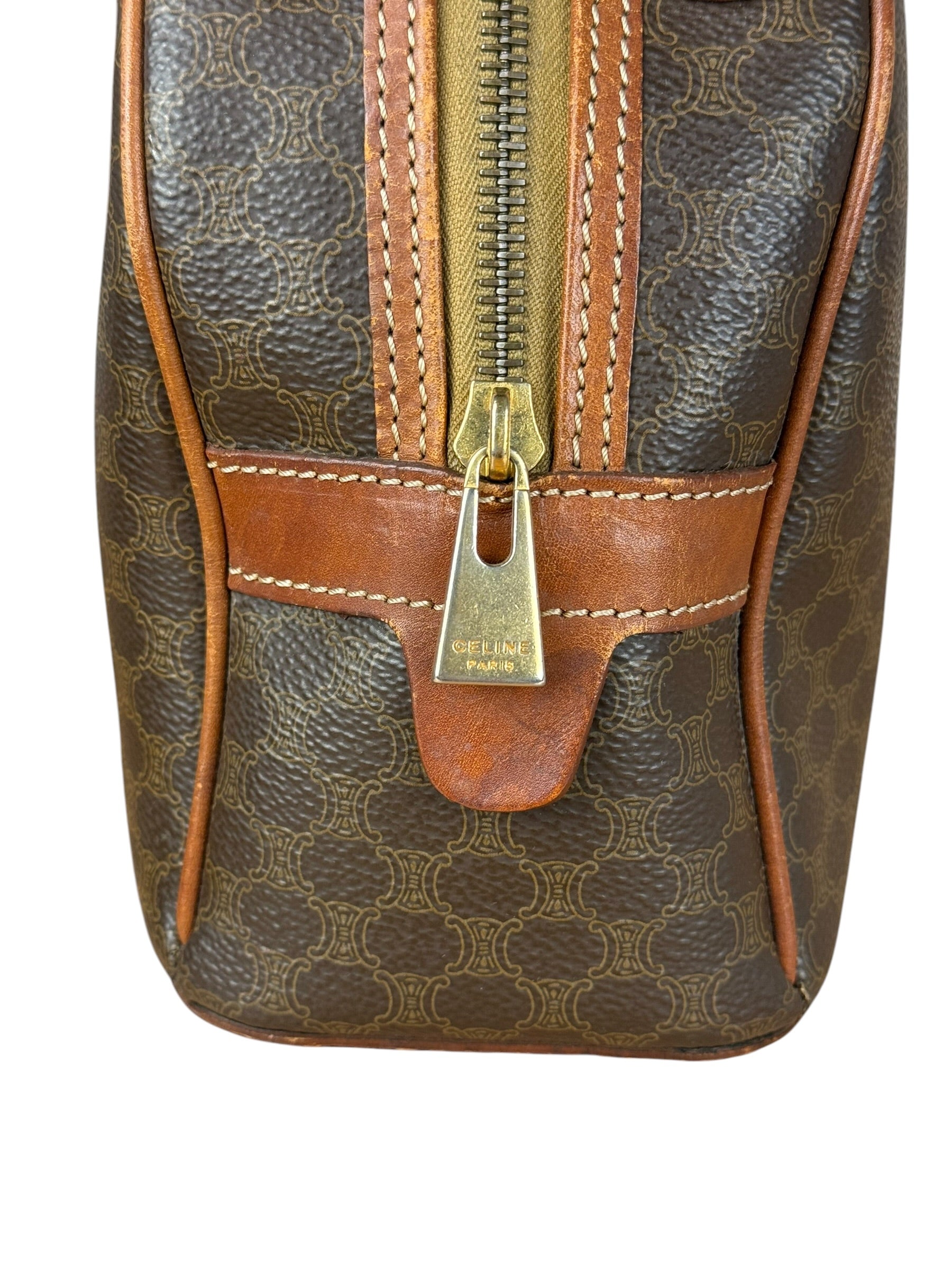 Celine Vintage Leather Macadam Dome Hand Bag