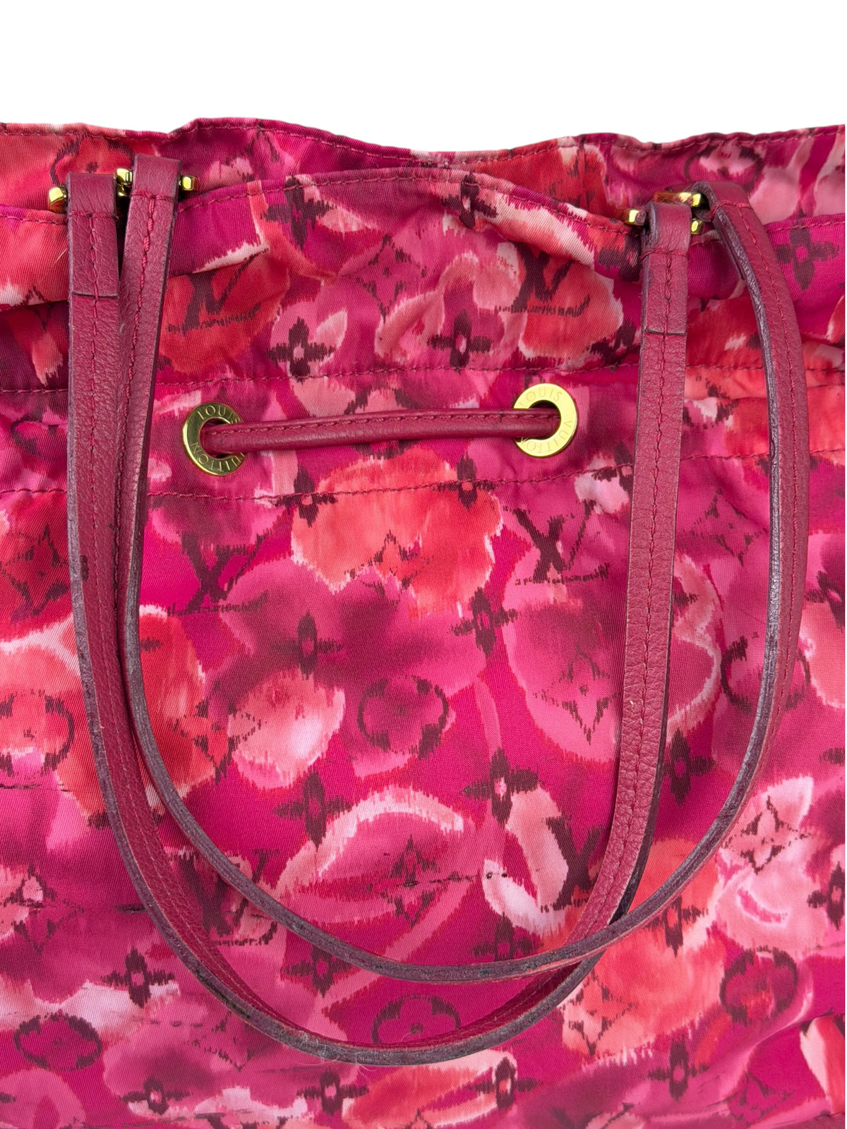 Louis Vuitton Pink Leather Trim Floral Ikat Noefull PM