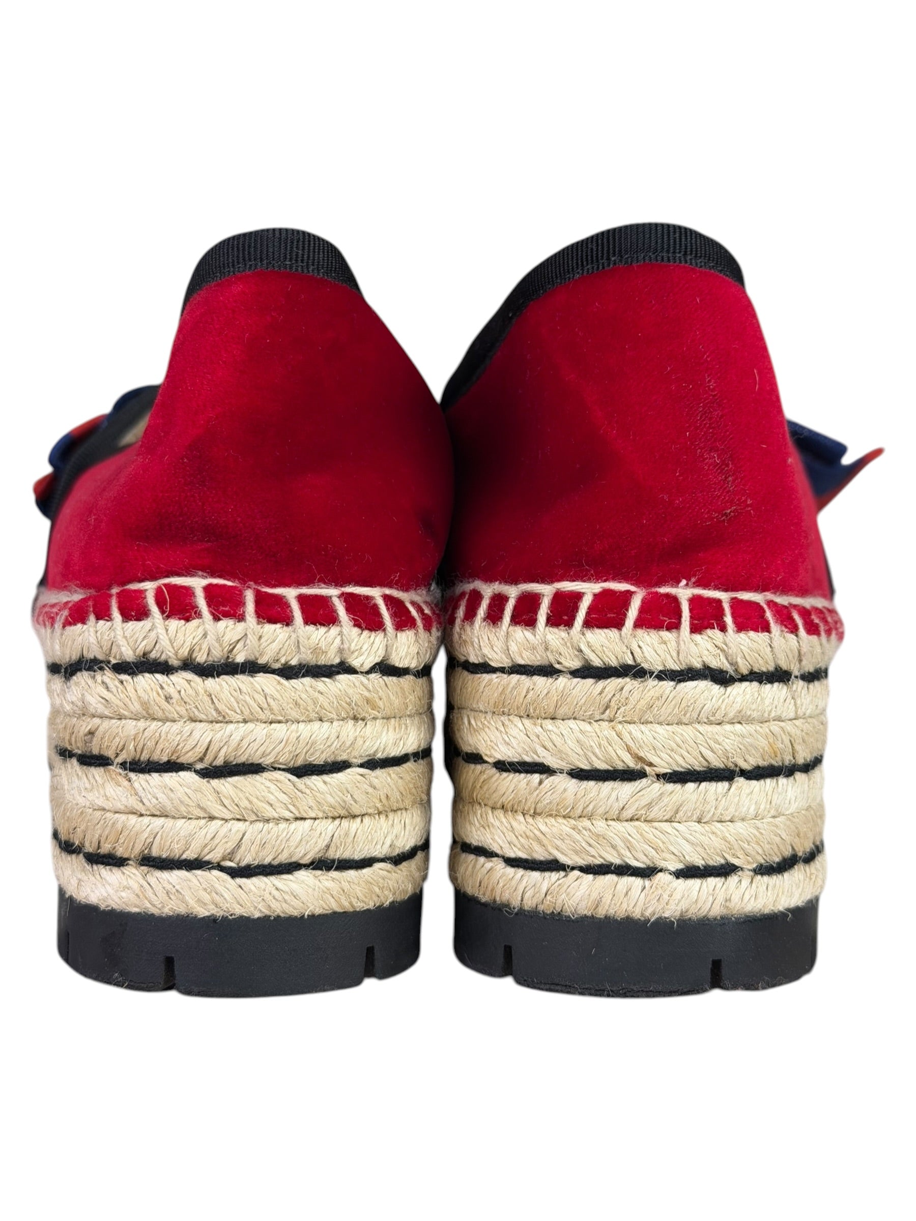 Gucci Red Velvet Pilar Platform Espadrilles