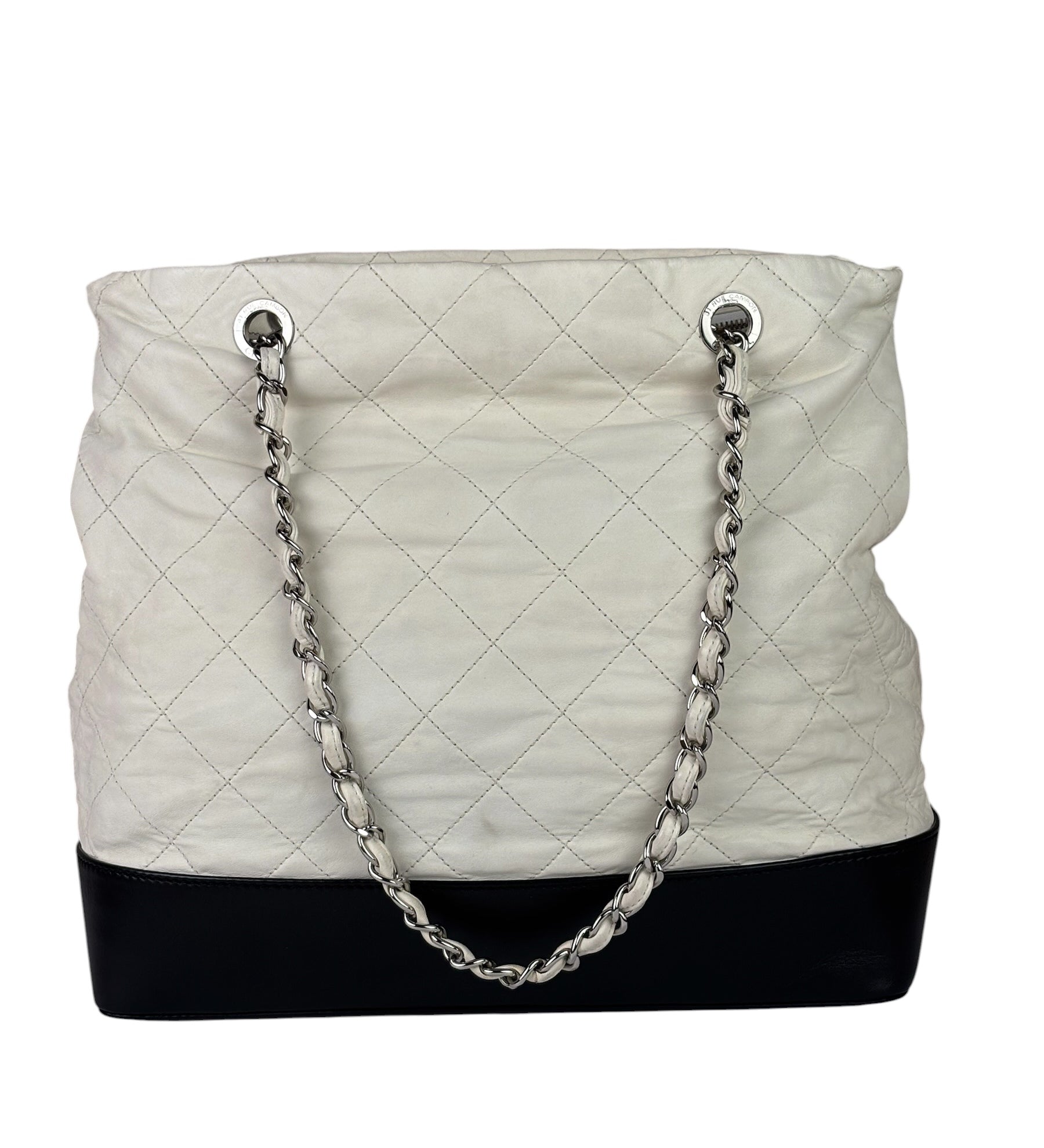 Chanel White Quilted Leather Gabrielle Shopping Tote 2010