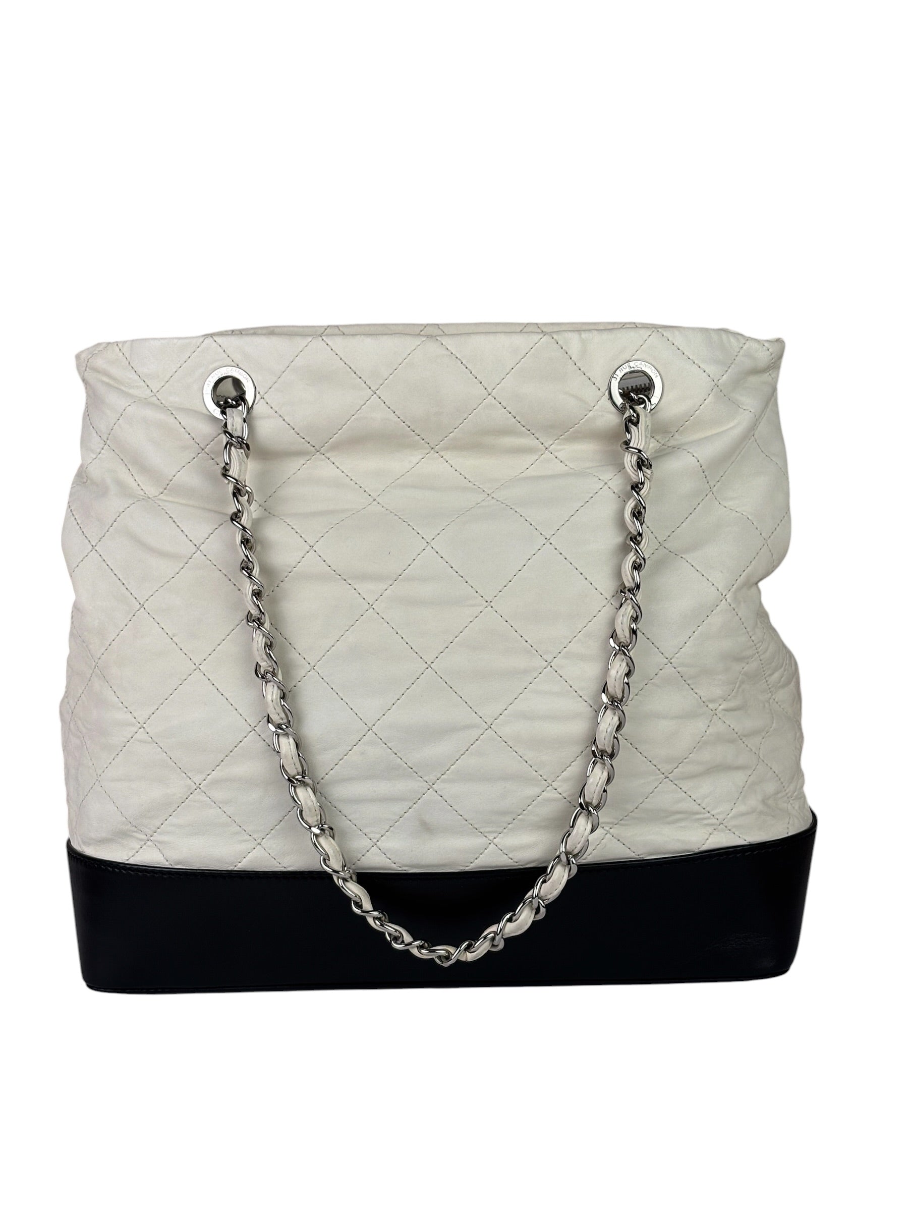Chanel White Quilted Leather Gabrielle Shopping Tote 2010