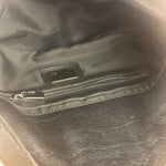 Fendi Vintage Black Leather Double Flap Baguette