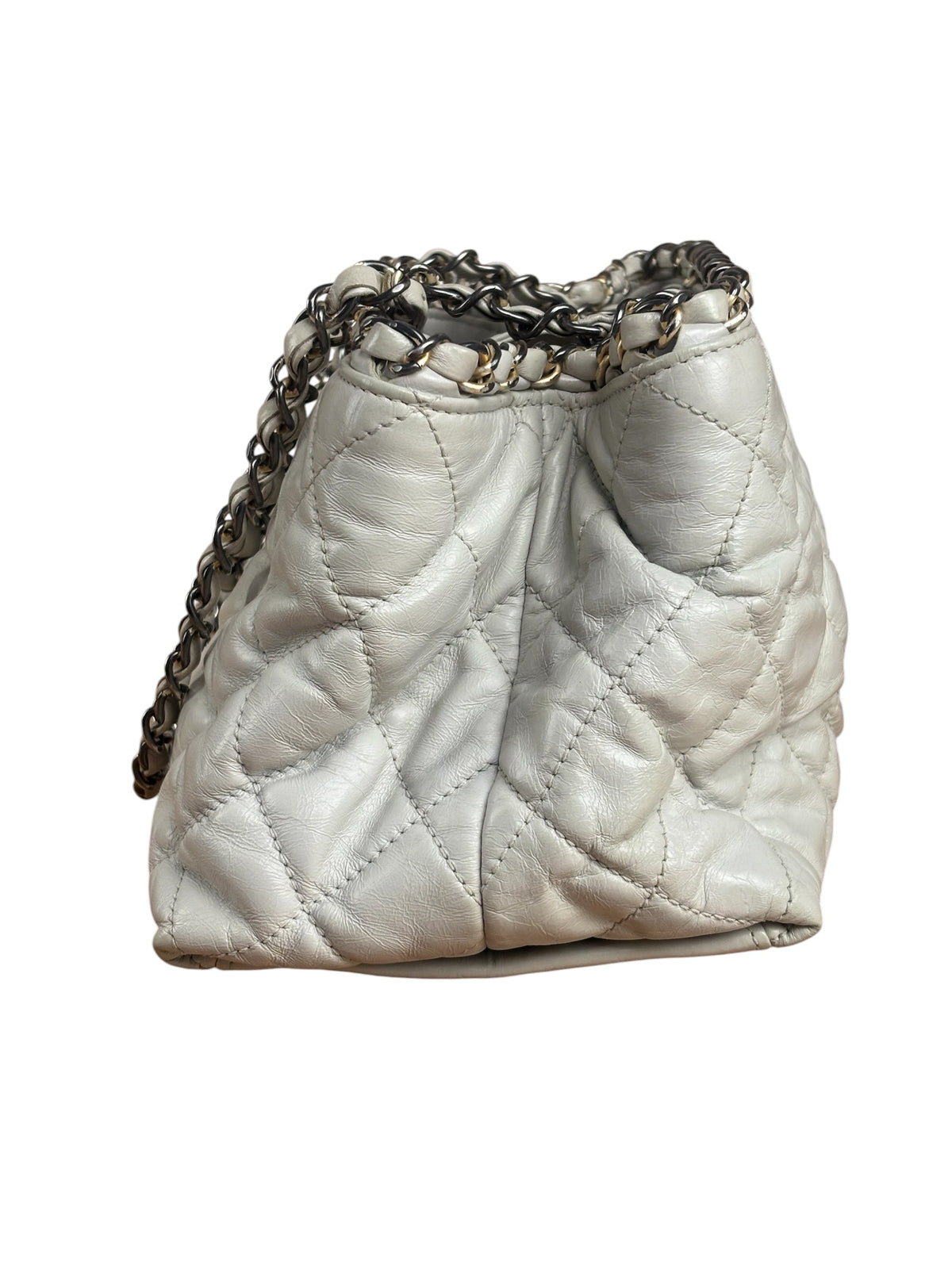 Chanel Vintage White Quilted Leather Chain Me Tote 2010