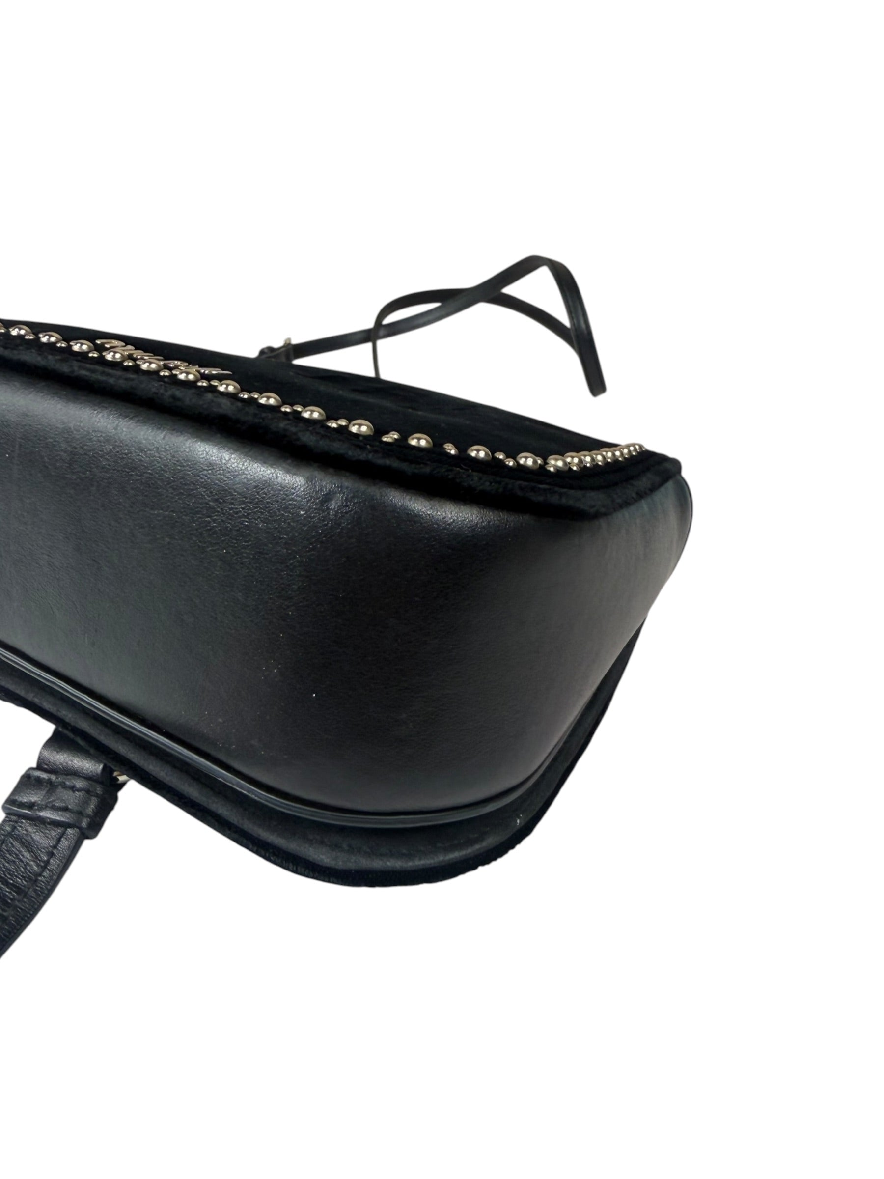 Miu Miu Dahlia Studded Black Velour Two-way Bag
