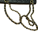 Chanel Black Quilted Leather Chain Double Leather Flap Bag 2012