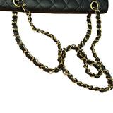 Chanel Black Quilted Leather Chain Double Leather Flap Bag 2012