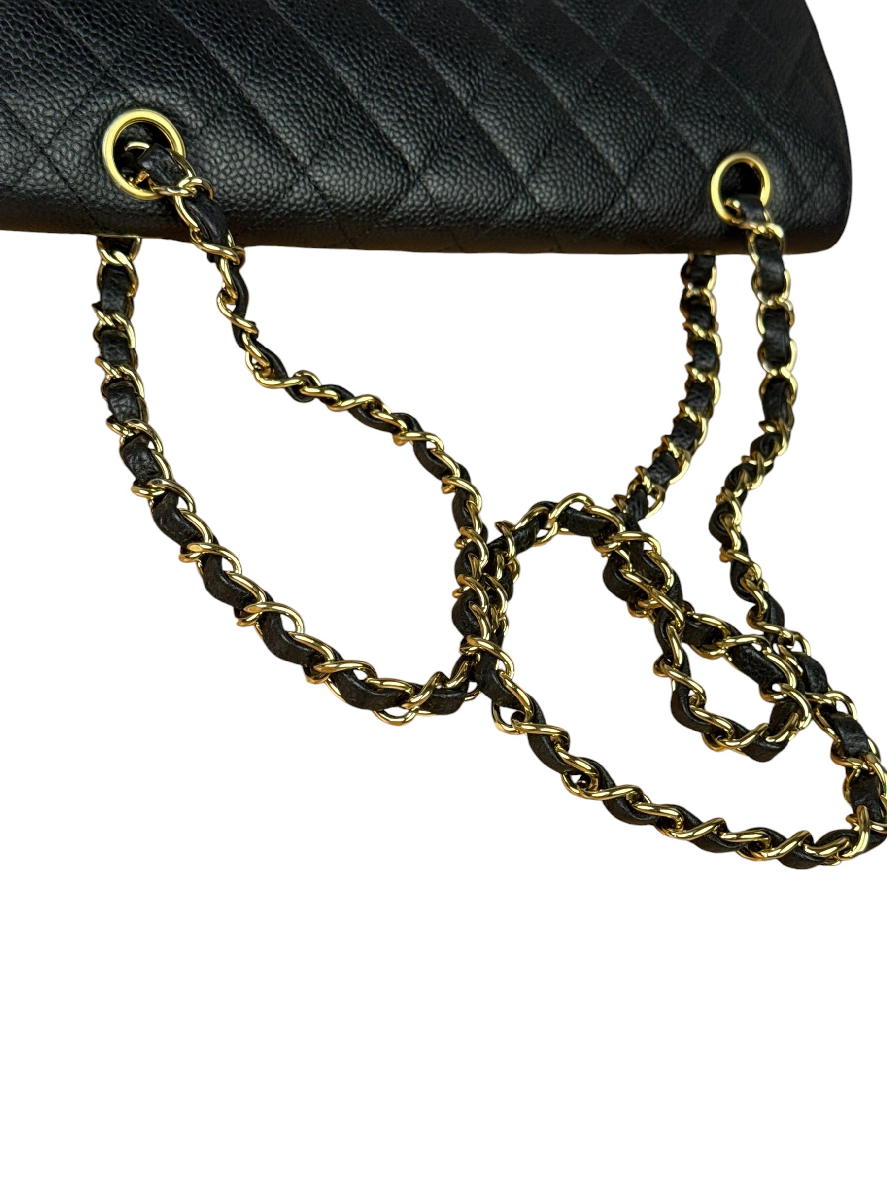 Chanel Black Quilted Leather Chain Double Leather Flap Bag 2012