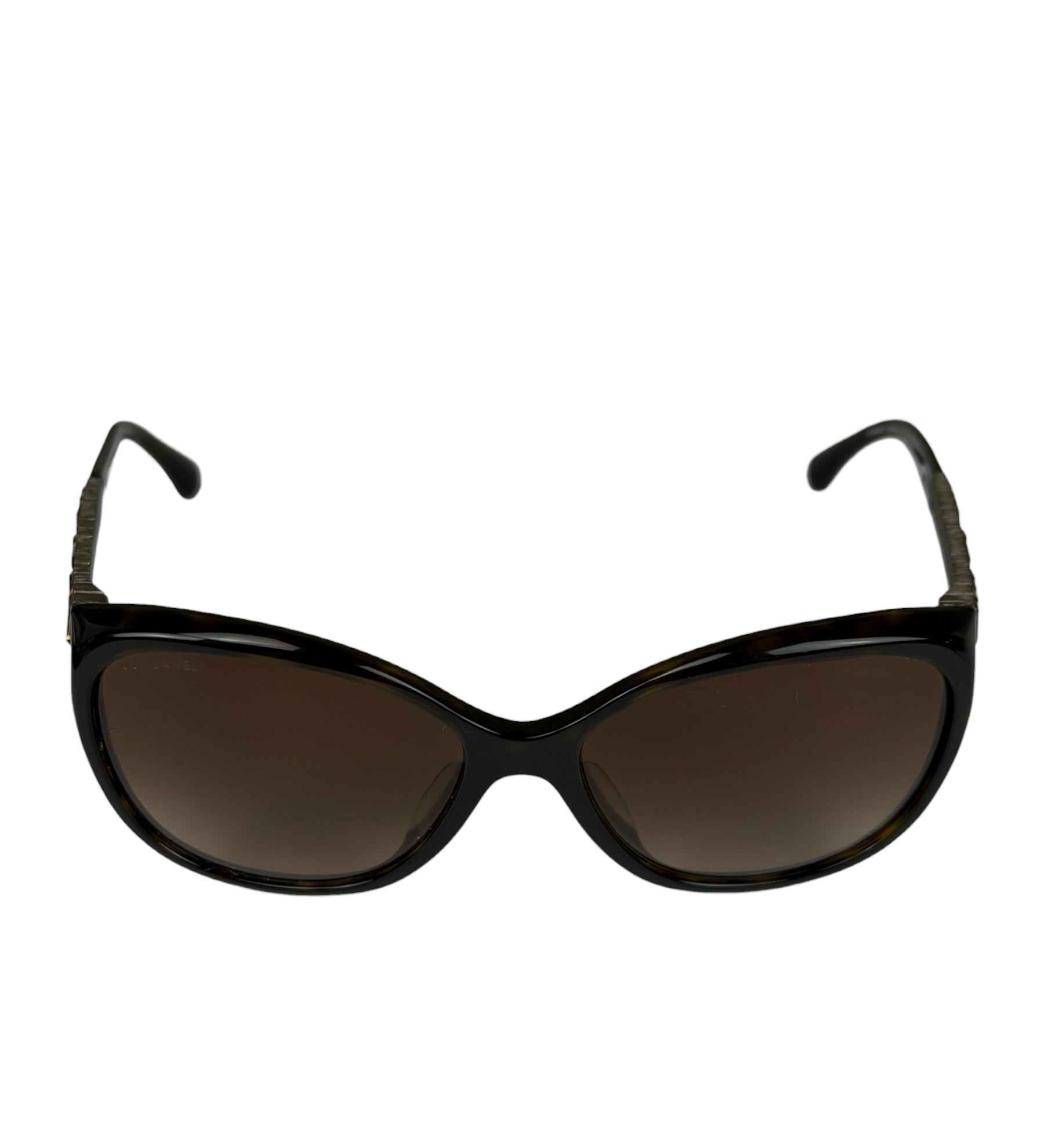 Chanel Brown 5309-B-A Crystal Baguette Bijou Cat-Eye Sunglasses