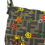 Fendi Vintage Zucca Beaded Lizard Trimmed Baguette
