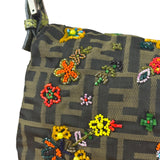 Fendi Vintage Zucca Beaded Lizard Trimmed Baguette
